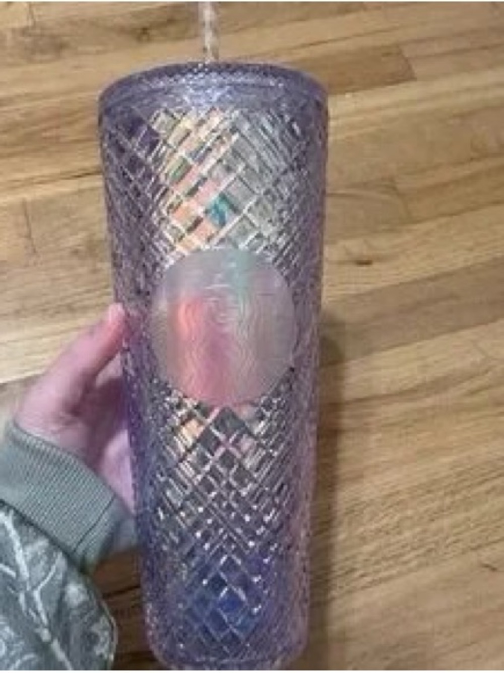 Iridescent Purple Textured Travel Cup with Straw